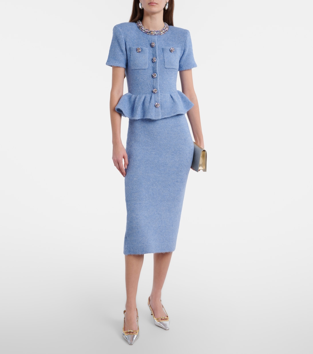 Verziertes Midikleid aus Strick | Self-Portrait