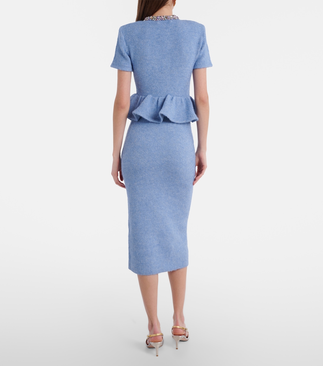 Verziertes Midikleid aus Strick | Self-Portrait