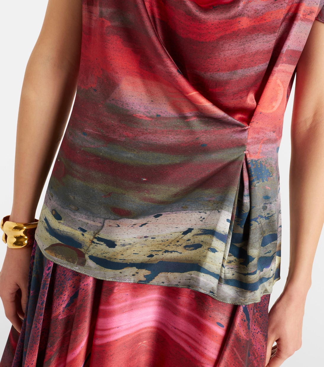Printed draped silk satin top | Roksanda
