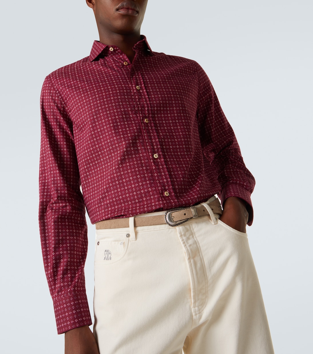 Camicia in cotone con stampa | Brunello Cucinelli