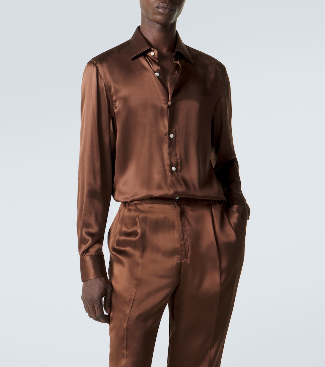 Chemise en satin de soie | Rubinacci