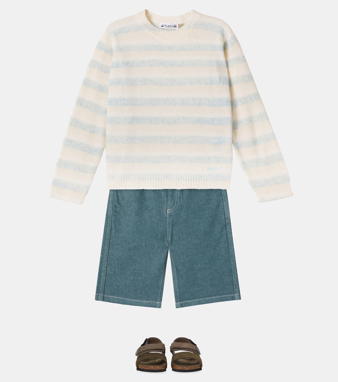 Pull Branco rayé en cachemire | Bonpoint