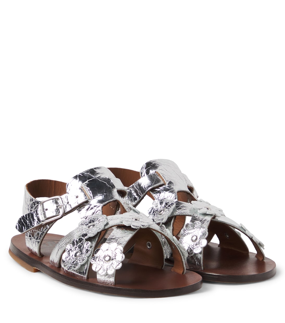 Alberto floral-appliqué leather sandals | PèPè