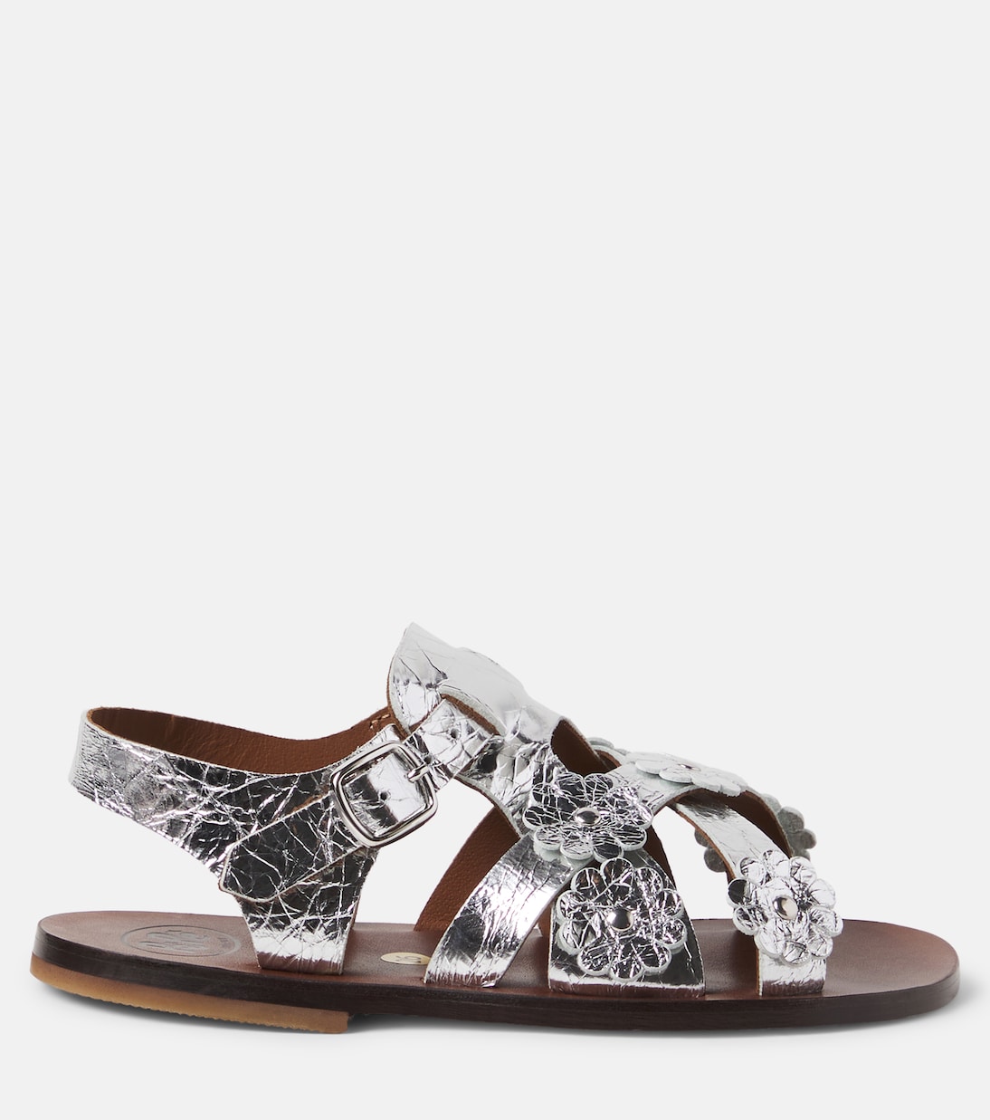 Alberto floral-appliqué leather sandals | PèPè