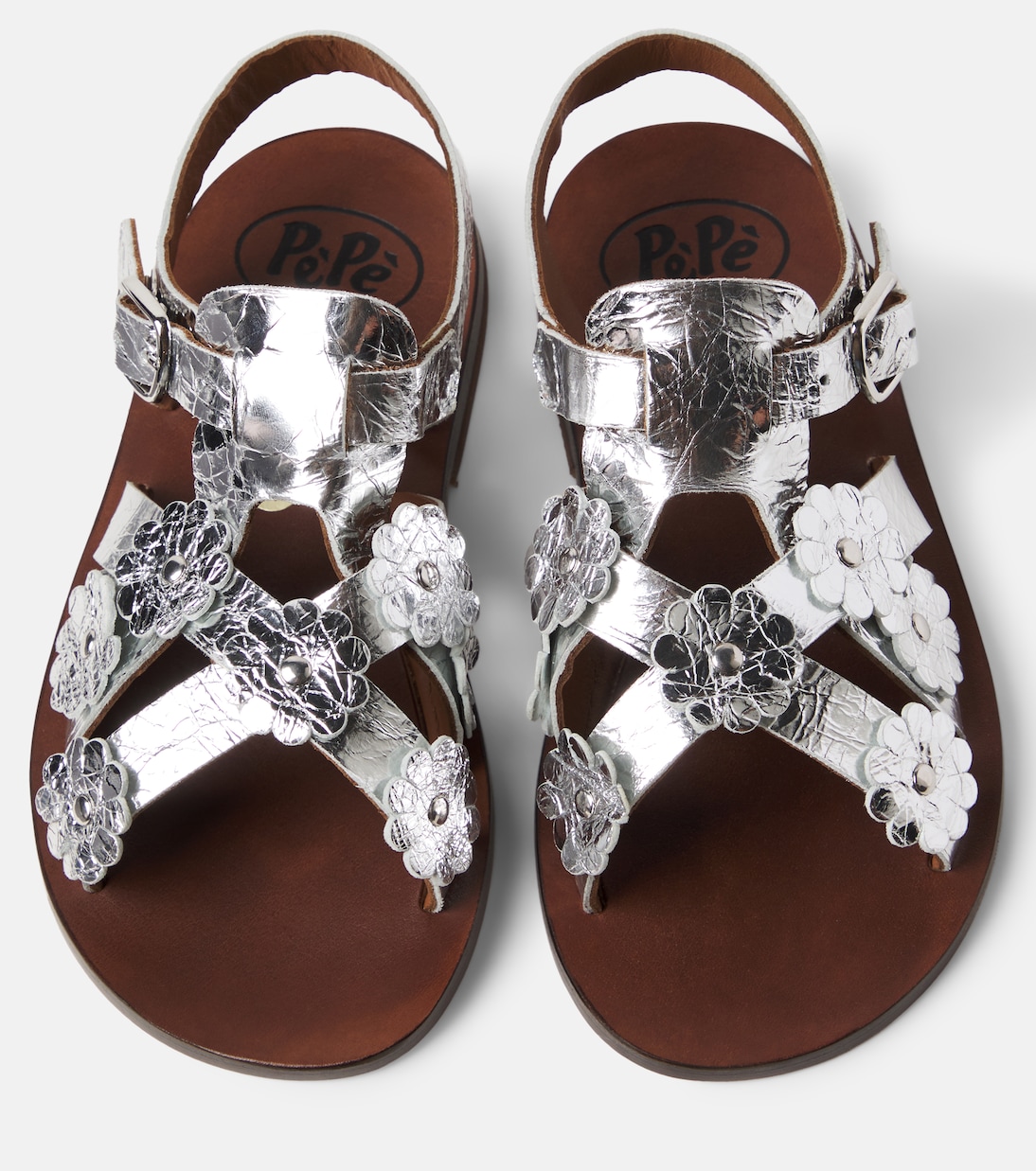 Alberto floral-appliqué leather sandals | PèPè