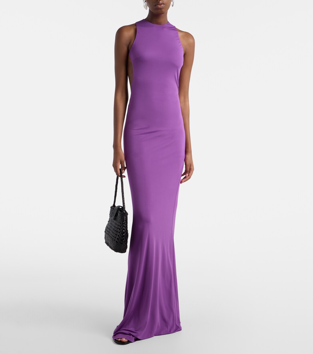 فستان سهرة مزين بالخرز من الجيرسيه بظهر مكشوف Maha | De La Vali