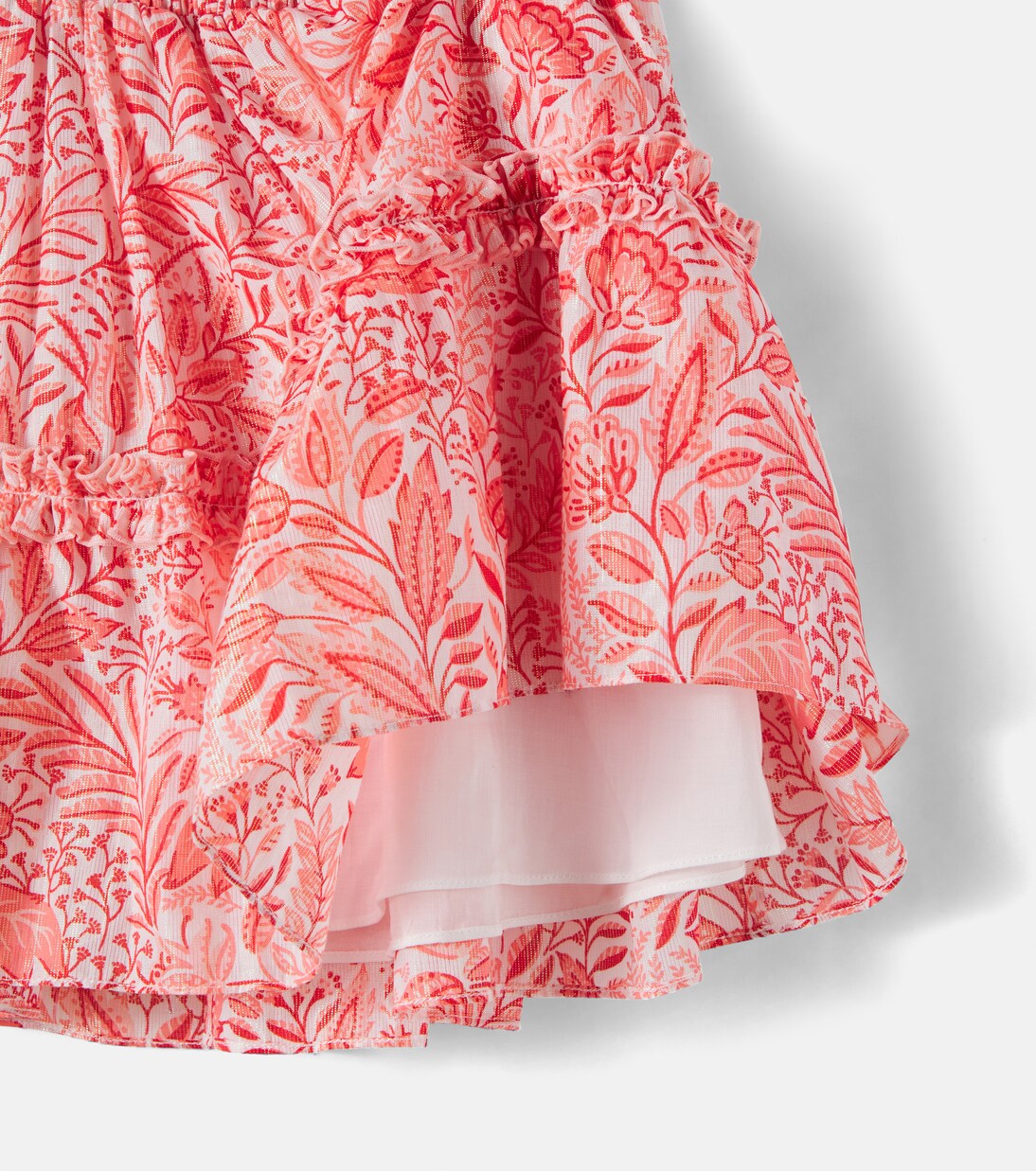 Robe Amber en coton mélangé à motif floral et volants | Poupette St Barth Kids