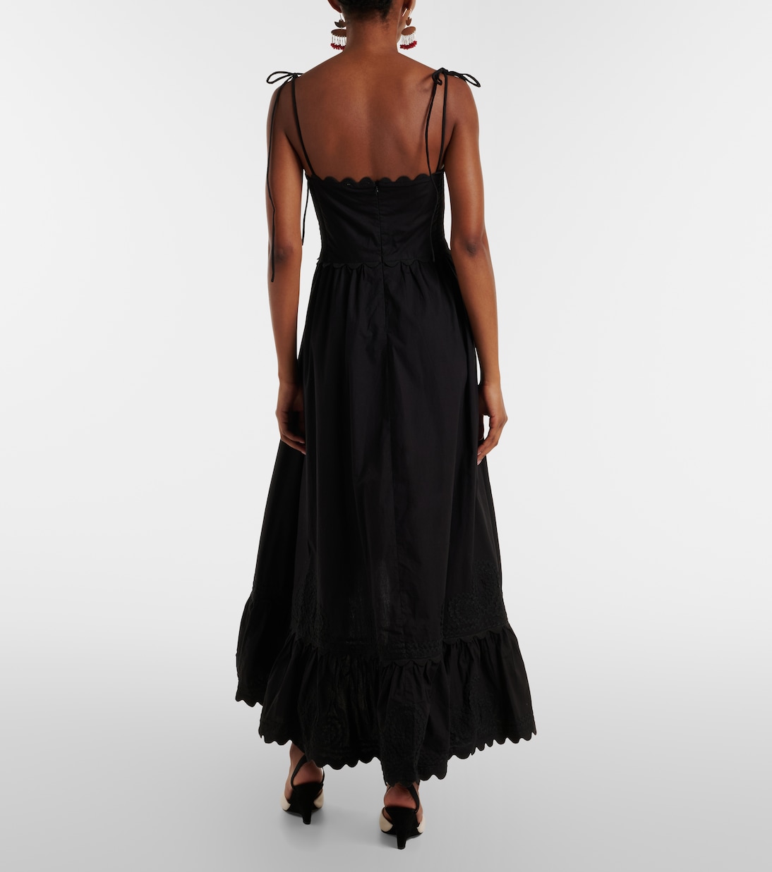 Vestido midi asimétrico de algodón bordado | Juliet Dunn