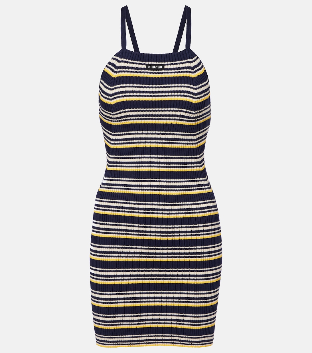 Striped open-back cotton-blend minidress | Miu Miu