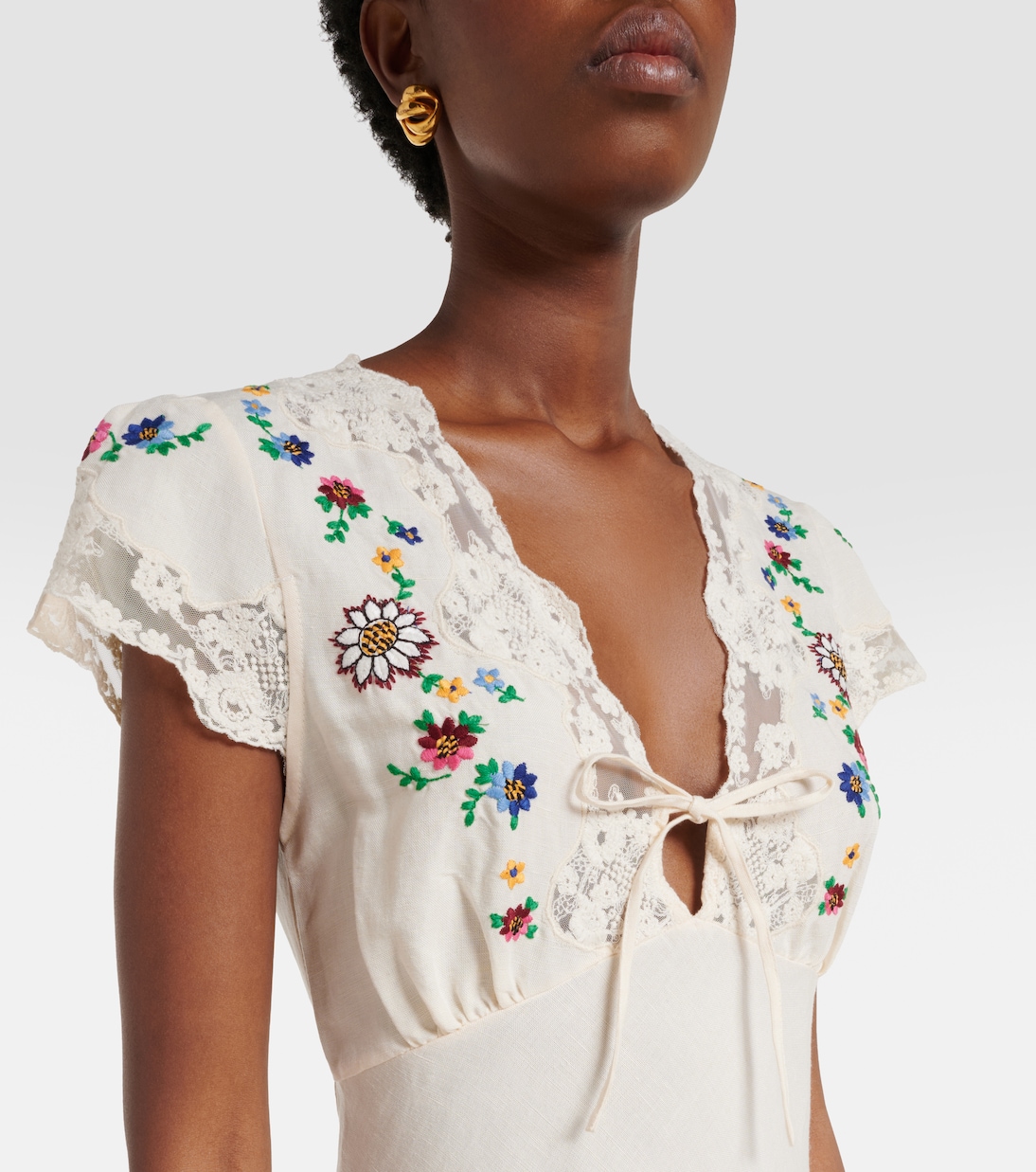 Robe Amari en lin mélangé à broderie | Rixo