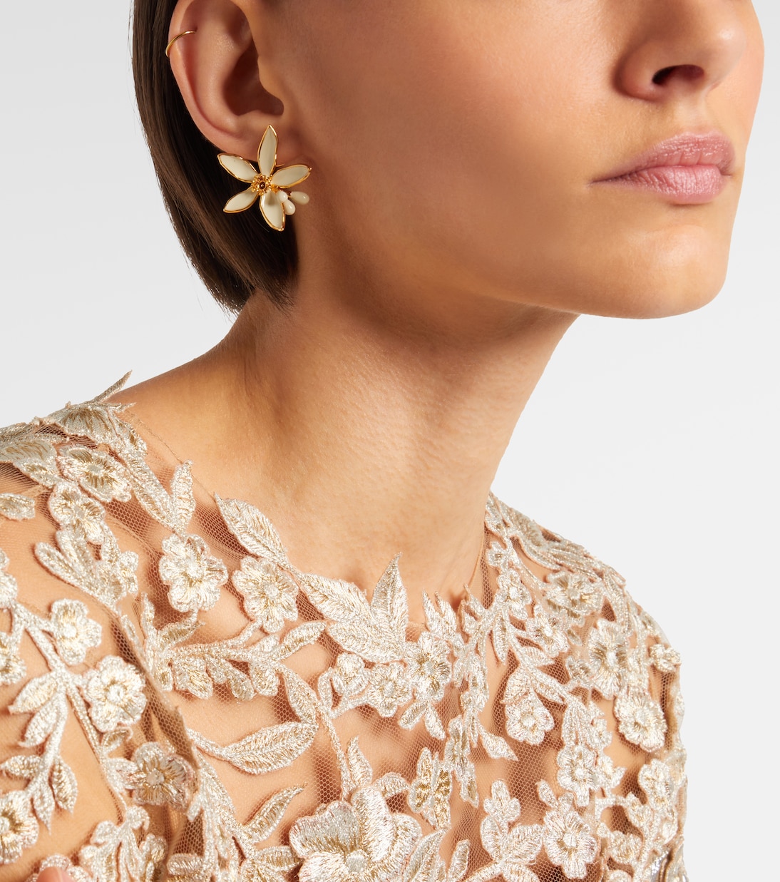 Orange Blossom enamel earrings | Oscar de la Renta