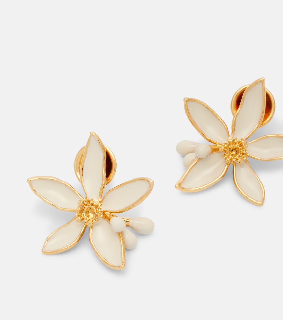 Orange Blossom enamel earrings | Oscar de la Renta