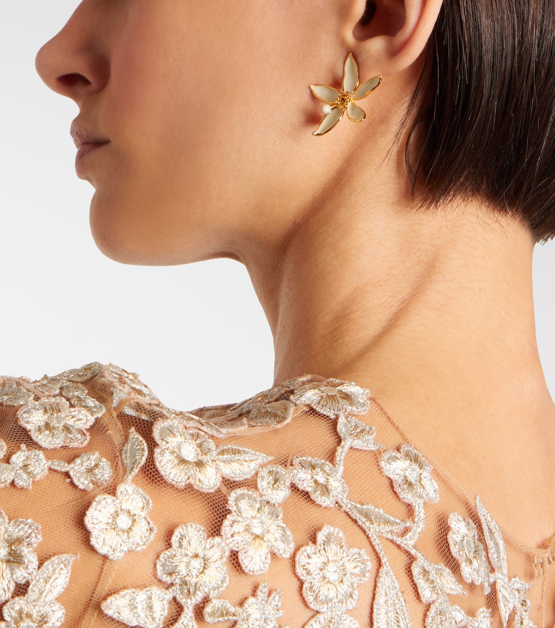Orange Blossom enamel earrings | Oscar de la Renta