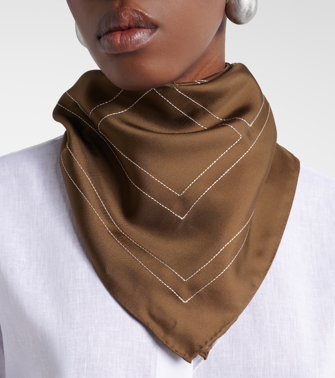 Embroidered monogram silk scarf | Toteme