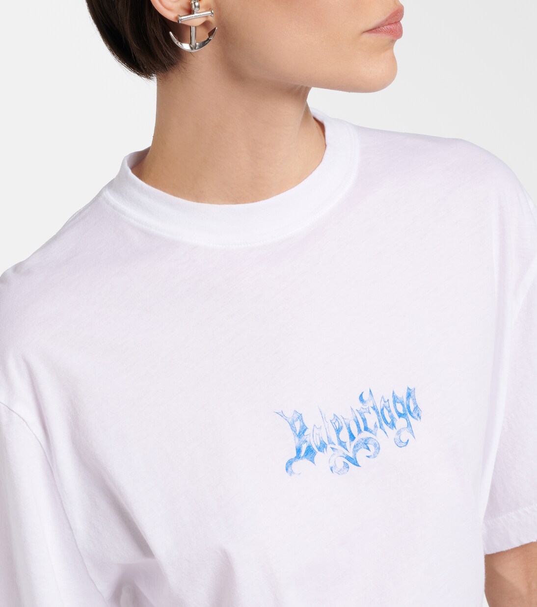 Top in jersey di cotone con logo | Balenciaga