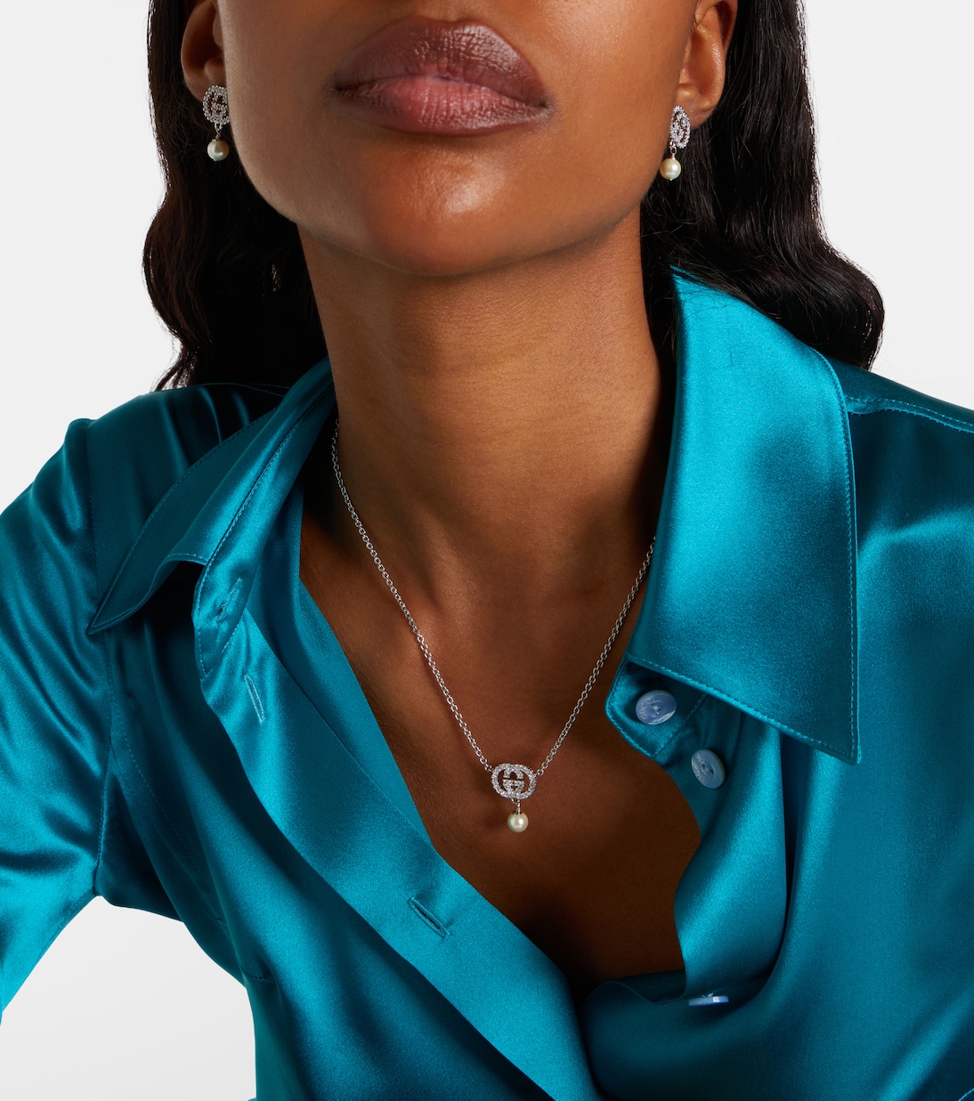 Interlocking G embellished pendant necklace | Gucci