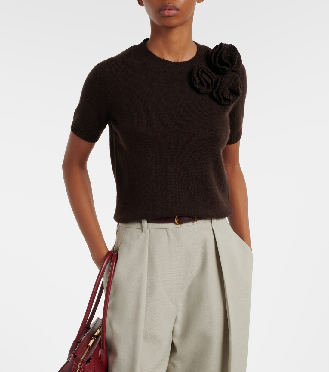 Floral-appliqué wool and cashmere sweater | Jardin des Orangers