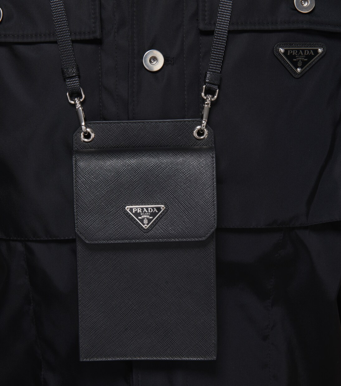 Saffiano leather phone case with logo | Prada