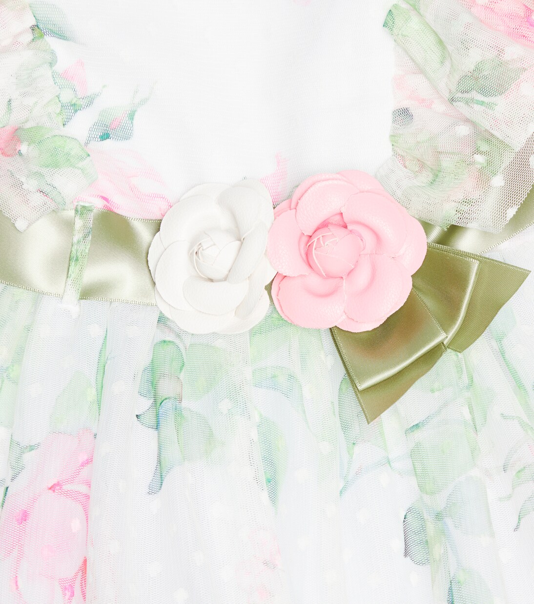 Rose printed tulle dress | Monnalisa