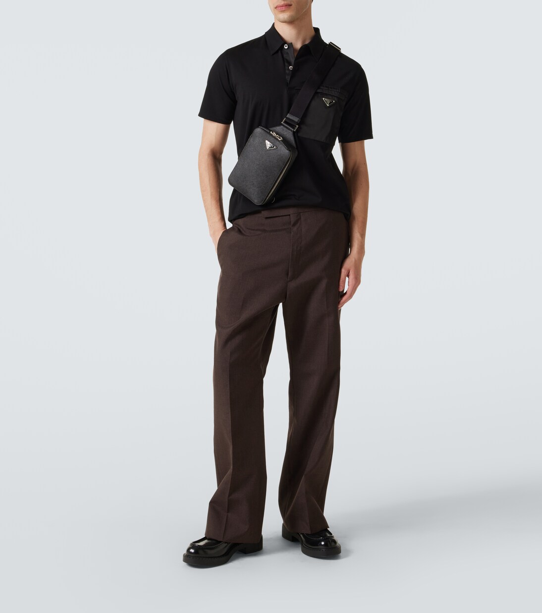 Logo leather shoulder bag | Prada