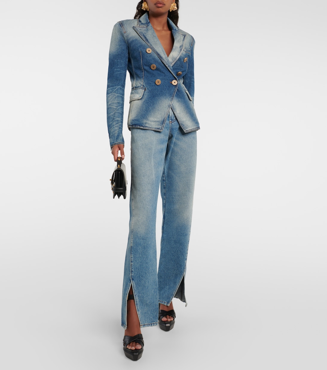 Chaqueta en denim cruzada | Balmain