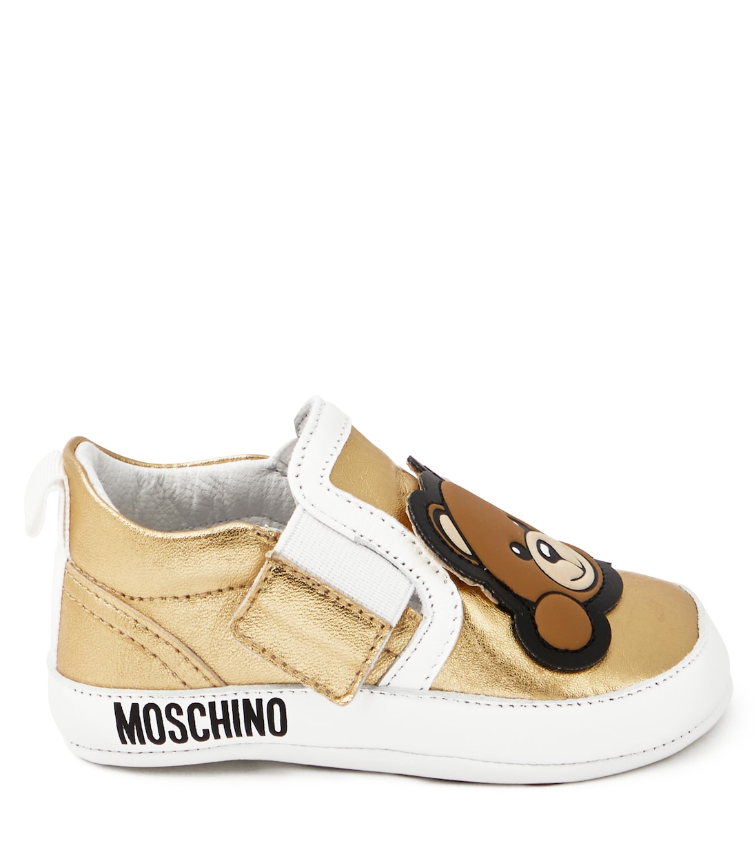 Bebé - zapatillas de piel metalizada con Teddy Bear | Moschino Kids