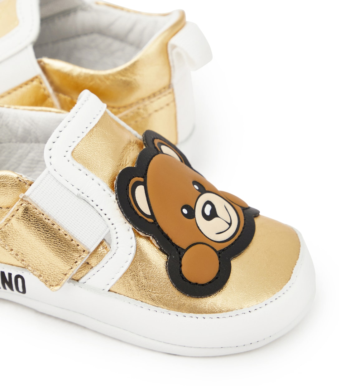 Bebé - zapatillas de piel metalizada con Teddy Bear | Moschino Kids