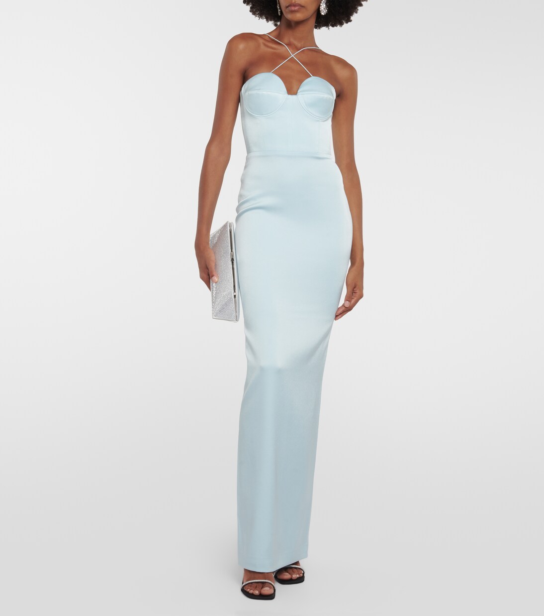 Robe longue Conley en crêpe de satin | Alex Perry