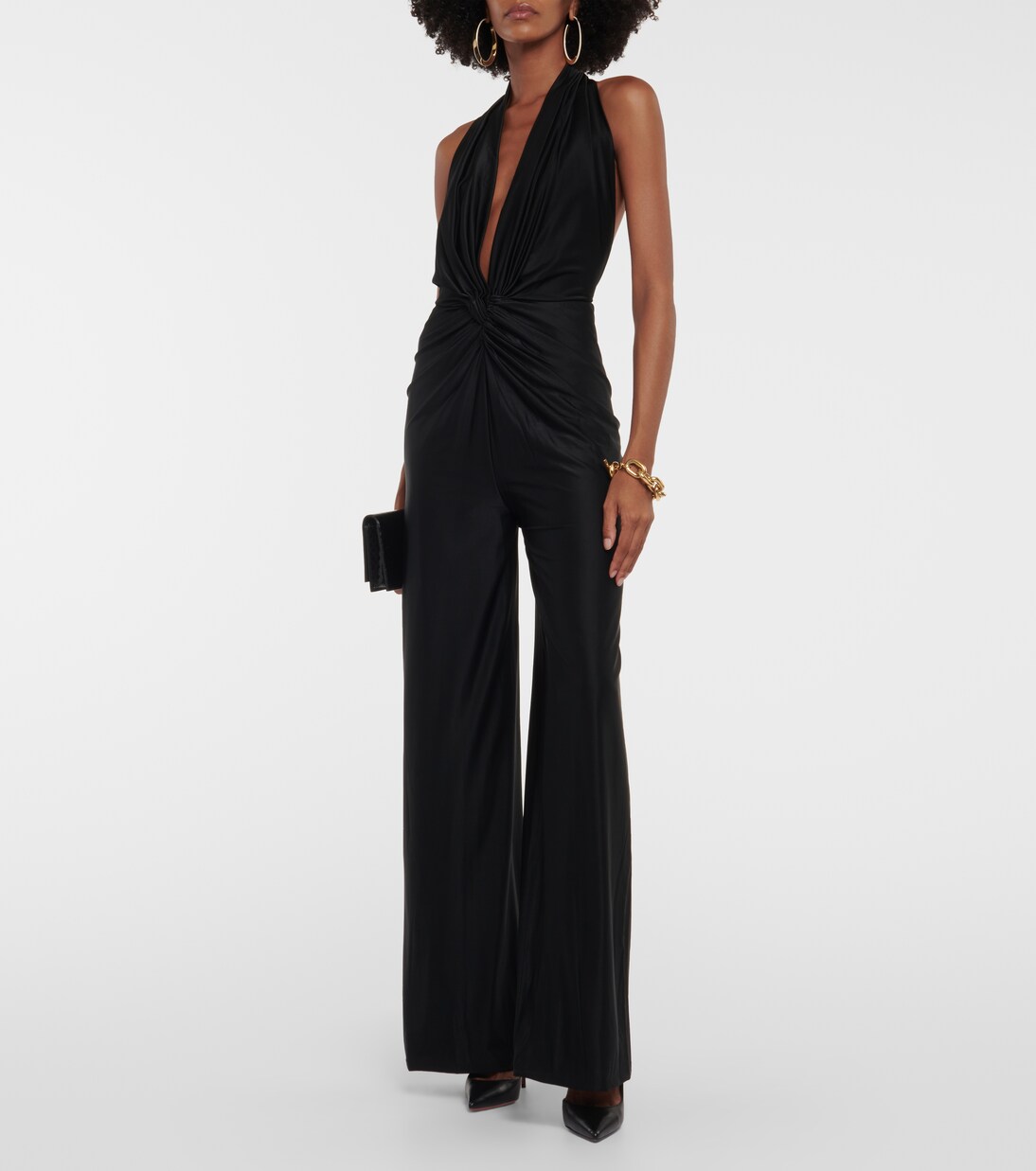 Halterneck jersey jumpsuit | Costarellos