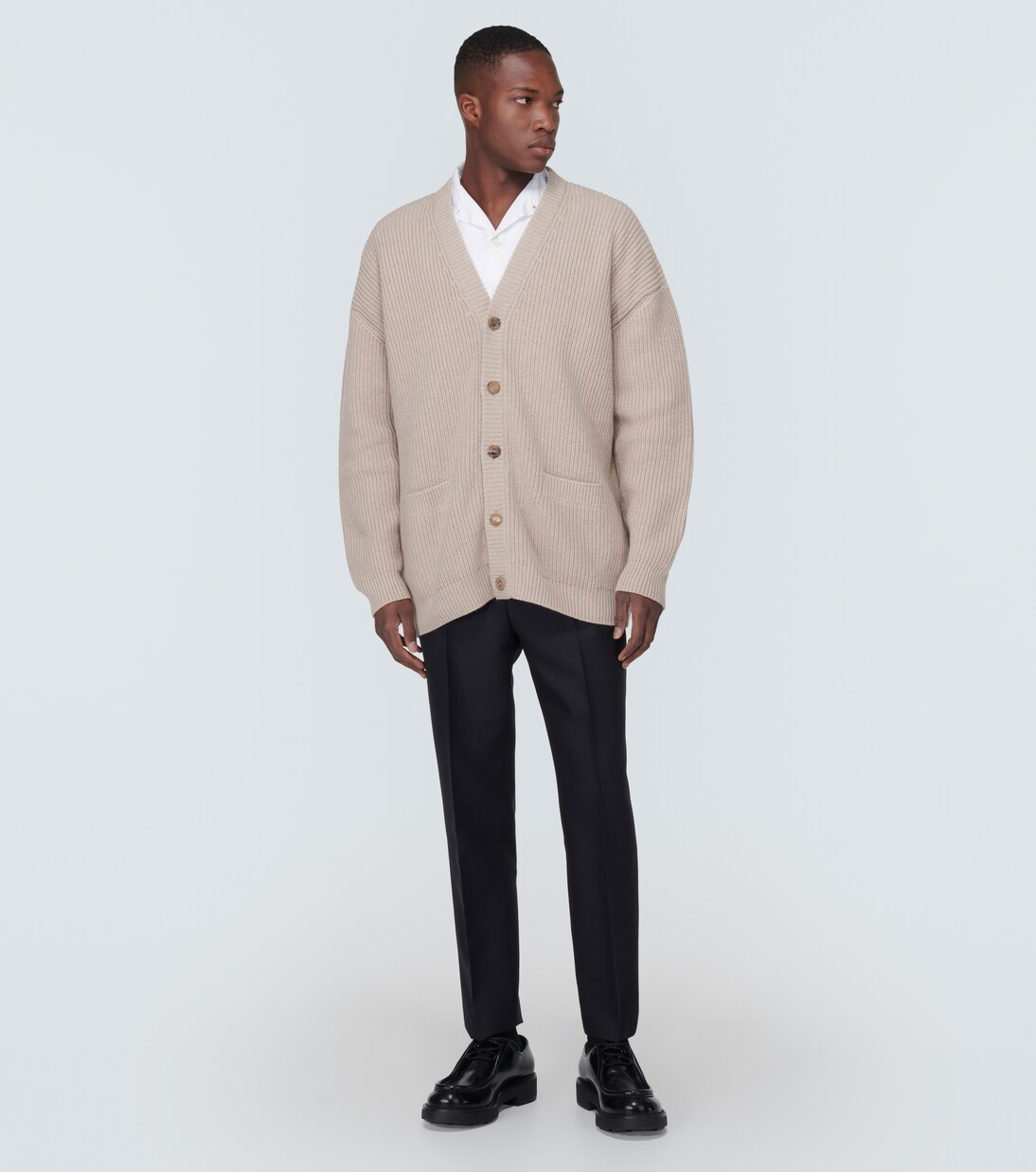 Oversized ribbed-knit cashmere cardigan | Prada