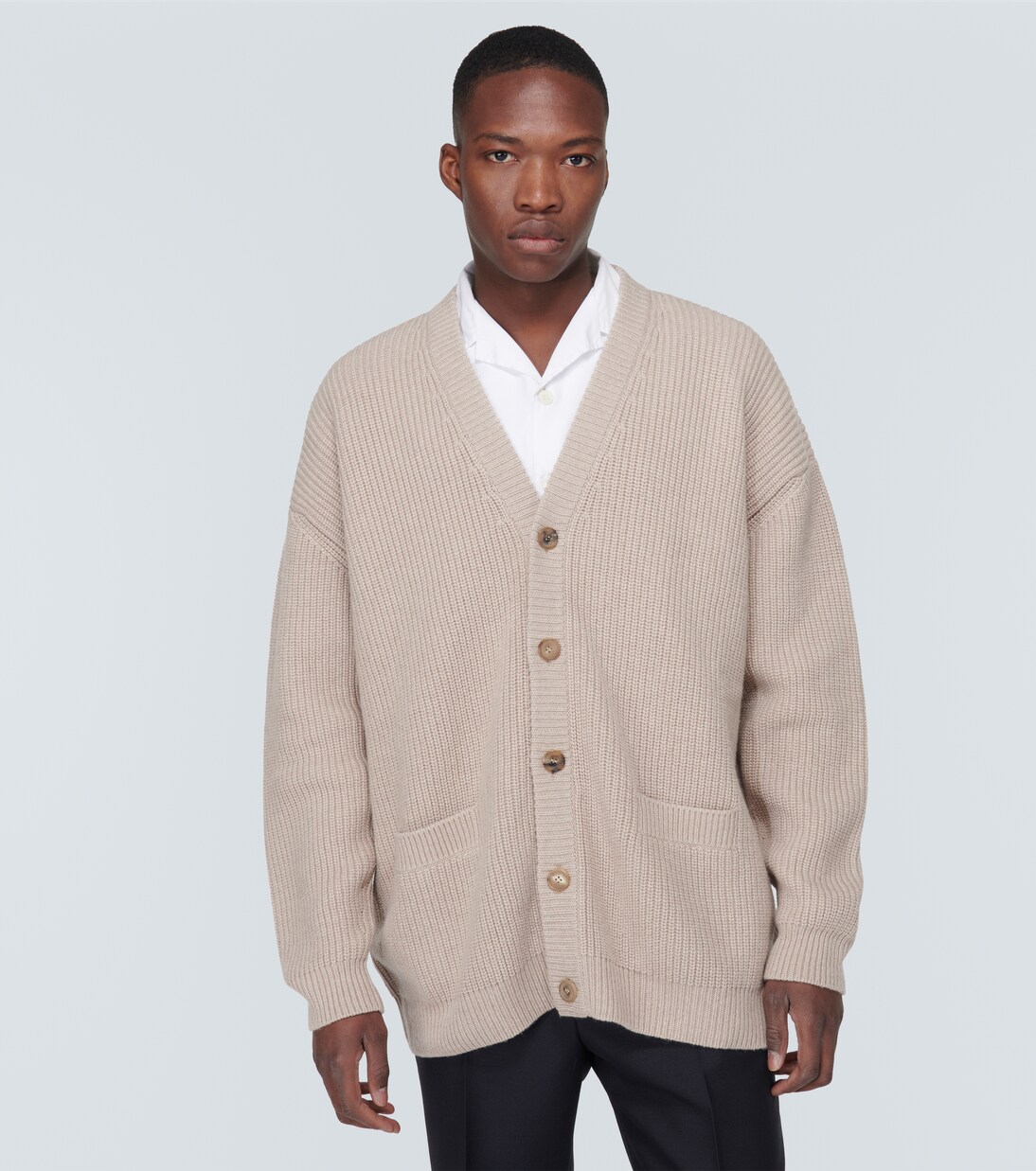 Oversized ribbed-knit cashmere cardigan | Prada