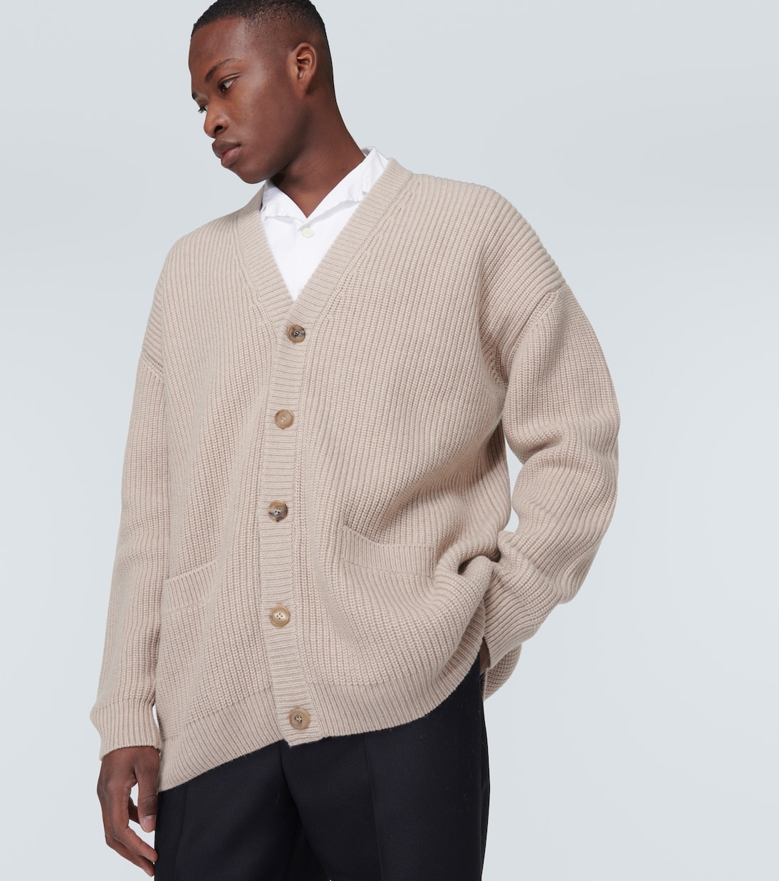 Oversized ribbed-knit cashmere cardigan | Prada
