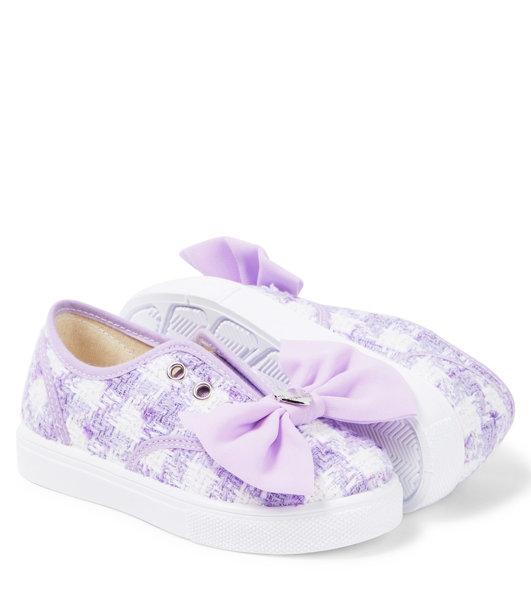 Bow-detail houndstooth bouclé sneakers | Monnalisa