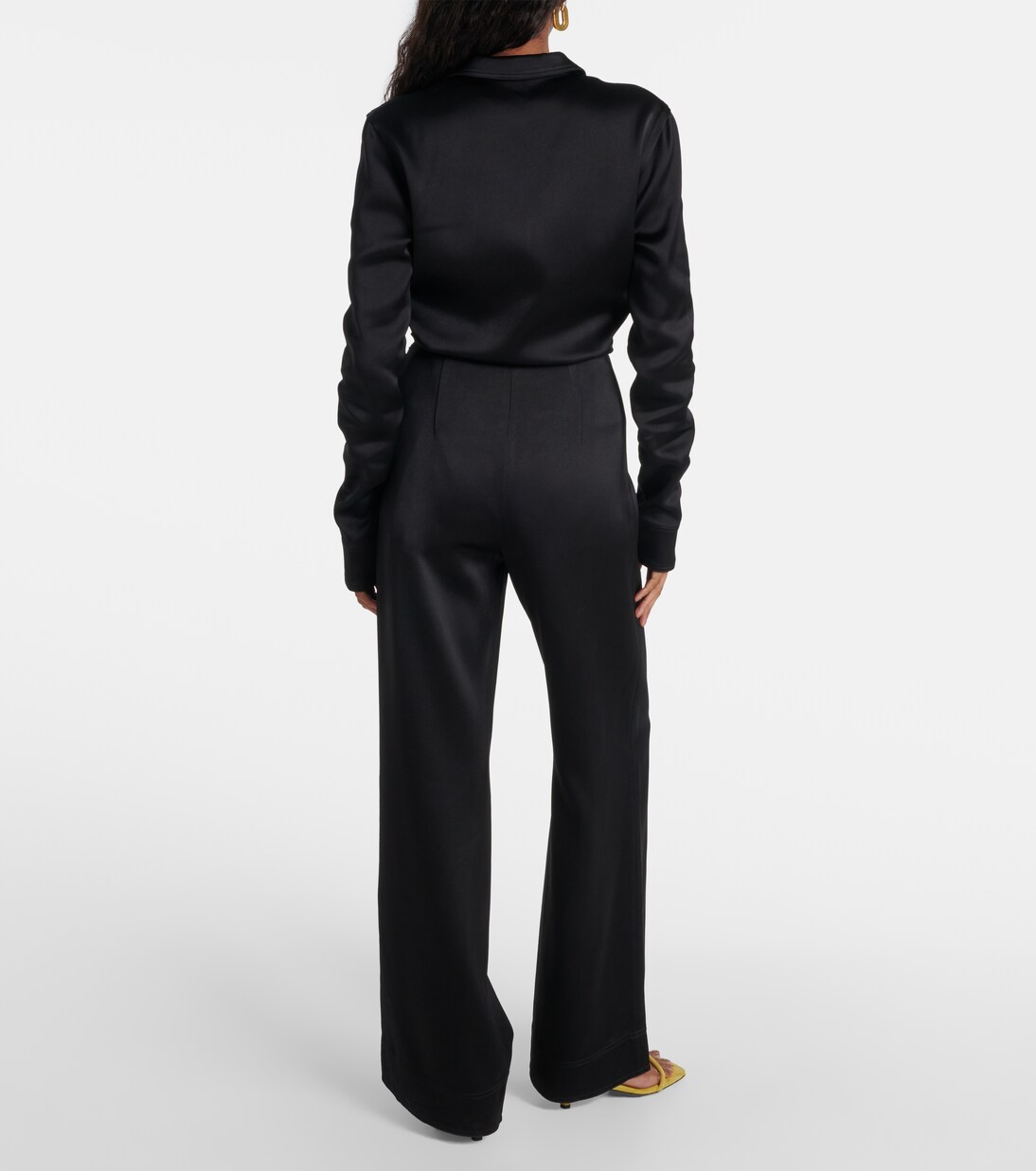 Pantalon ample à taille haute en satin | Toteme