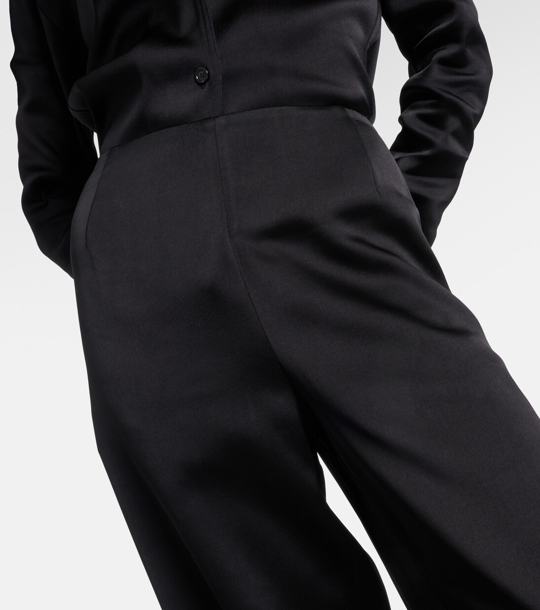 Pantalon ample à taille haute en satin | Toteme