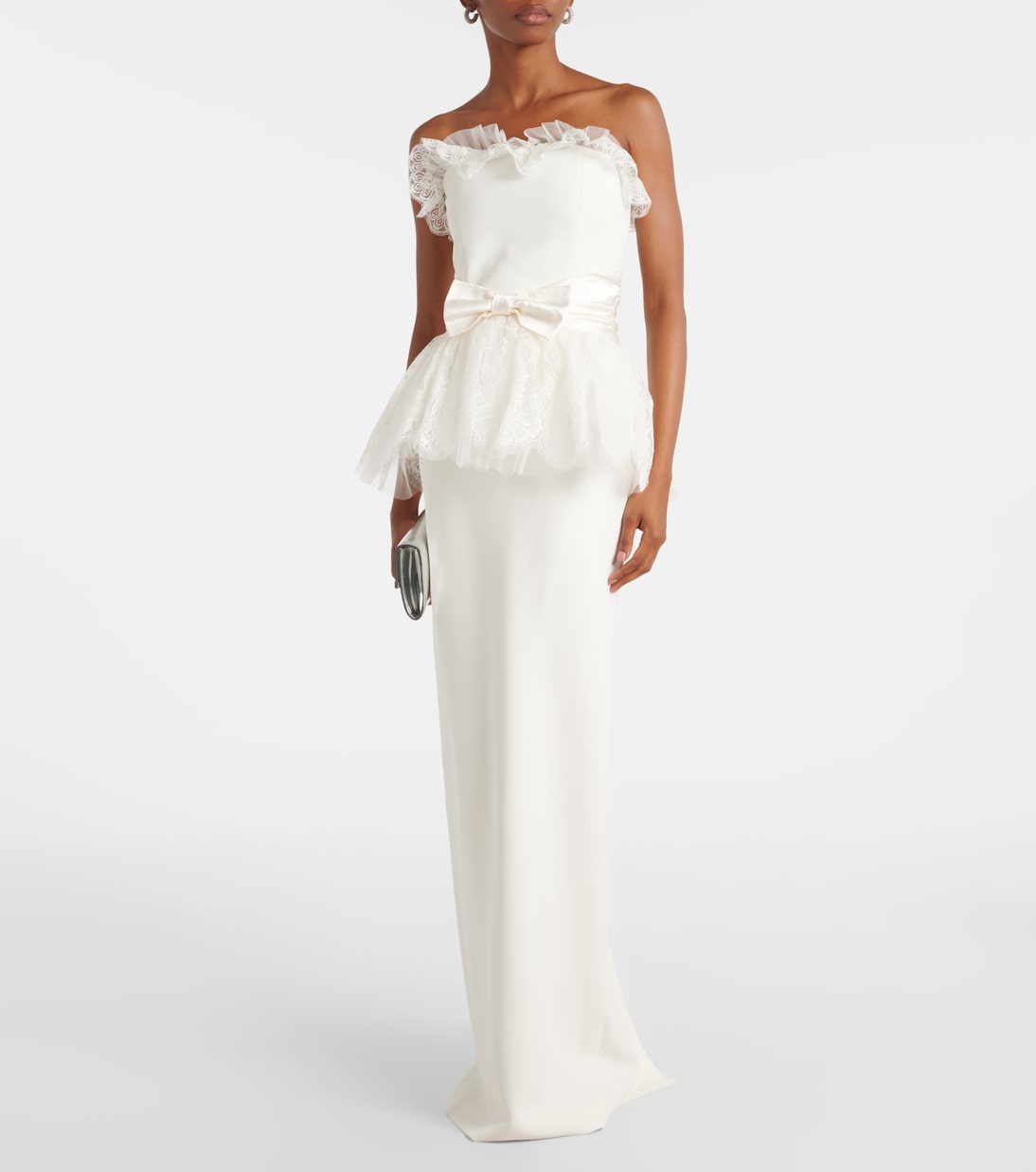 Bustier-Robe aus Cady mit Spitze | Alessandra Rich