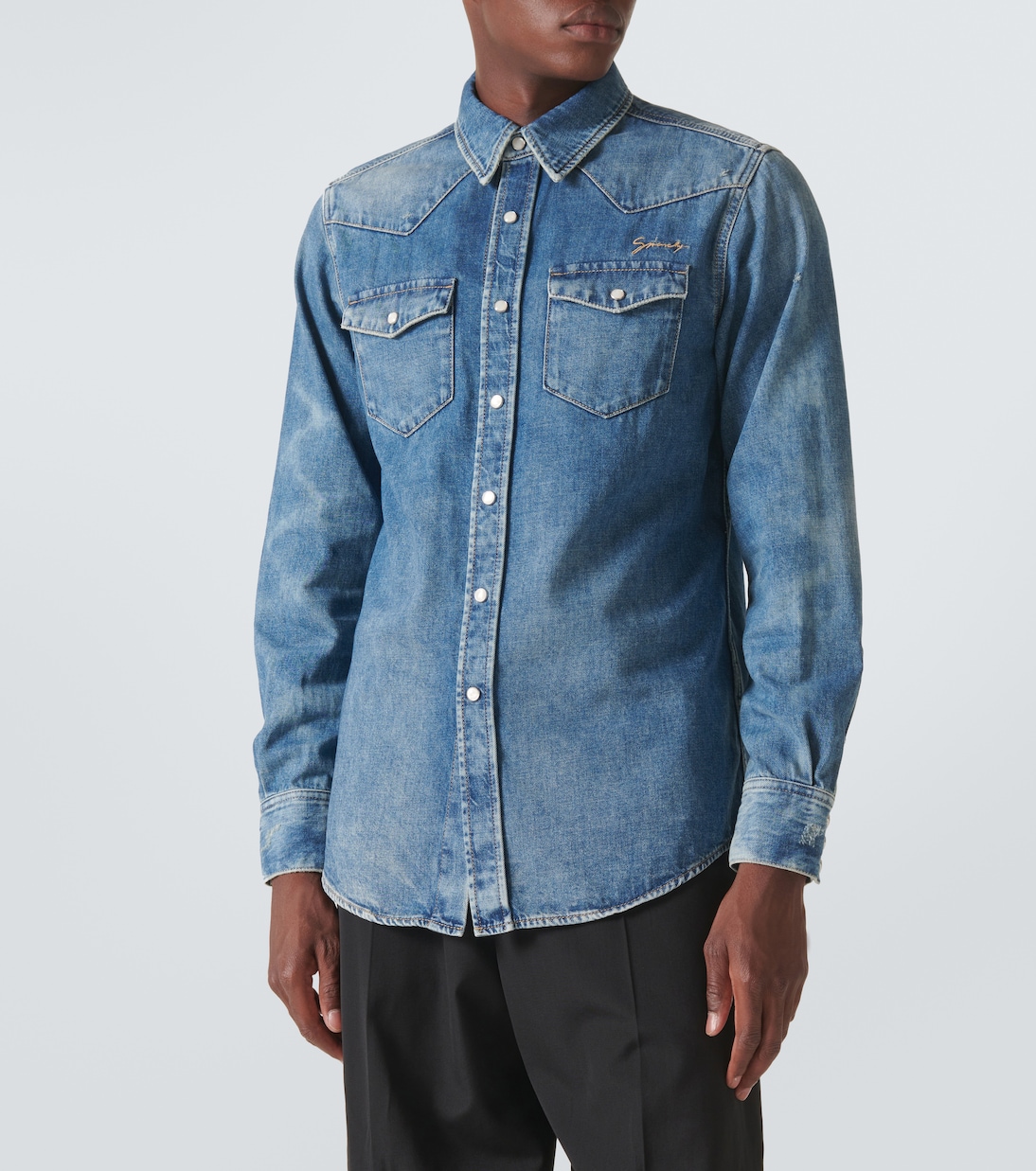 Logo embroidered denim shirt | Givenchy