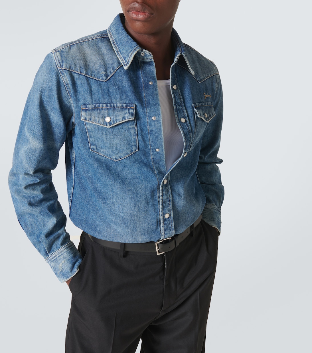 Logo embroidered denim shirt | Givenchy