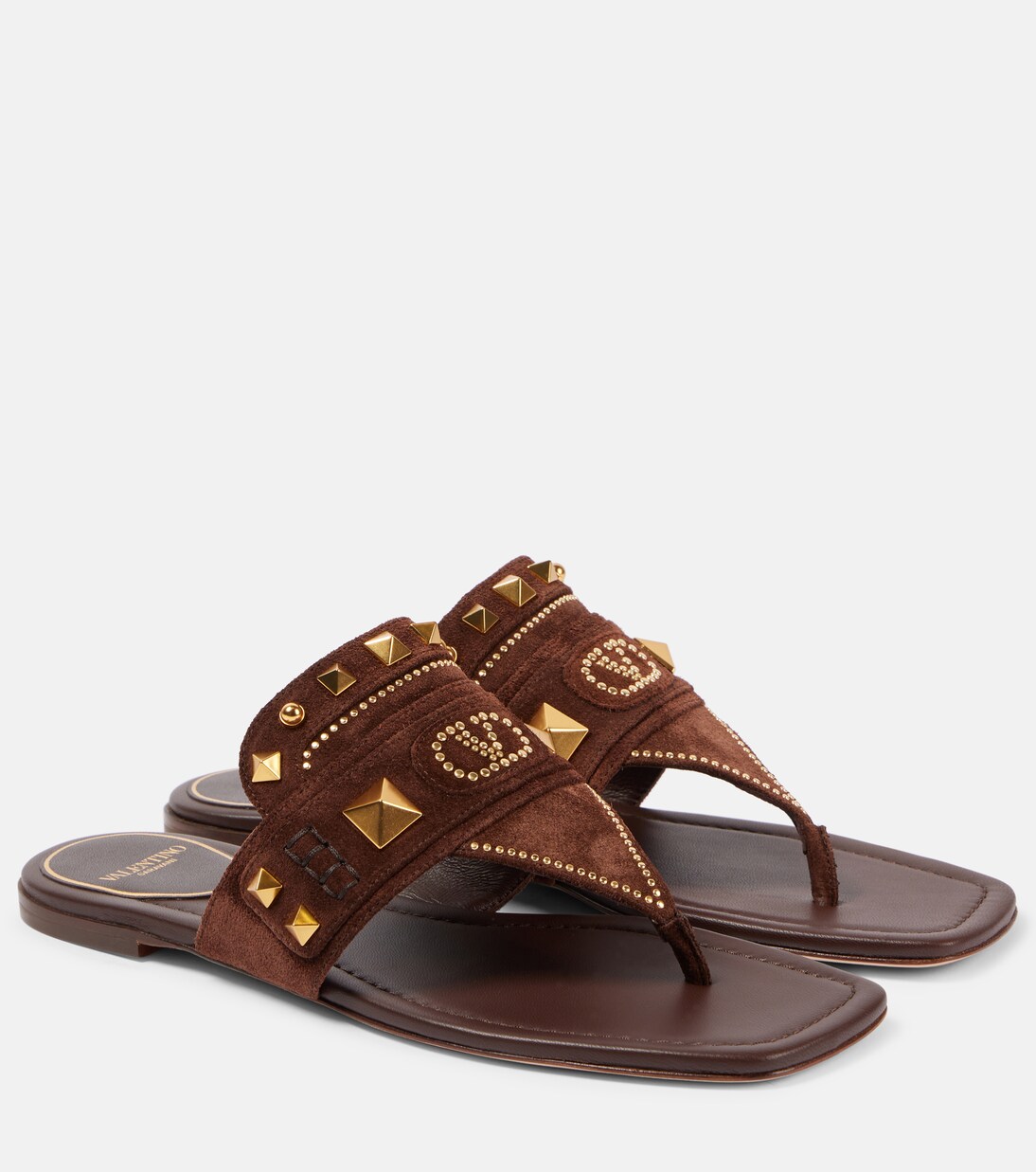 Plaster Caster studded suede thong sandals | Valentino Garavani