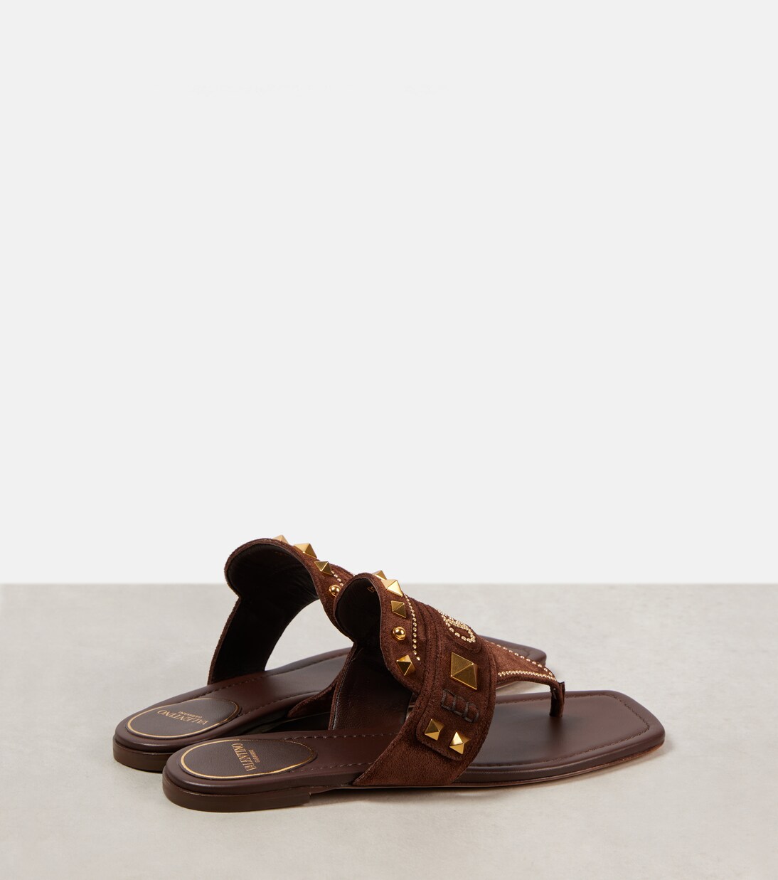 Plaster Caster studded suede thong sandals | Valentino Garavani