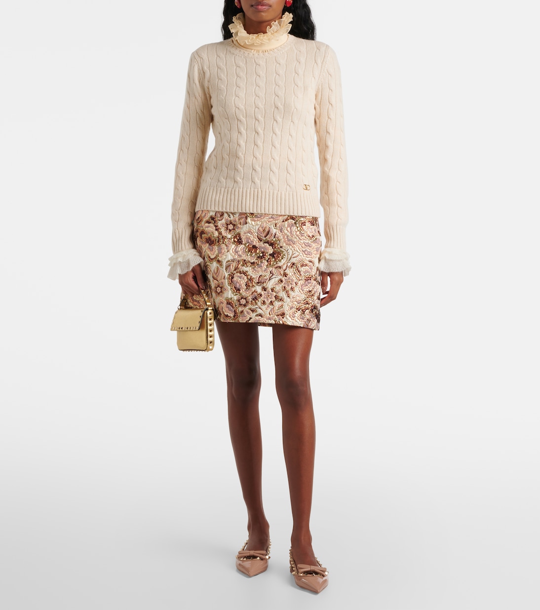 Slingback-Ballerinas Rockstud Bow aus Lackleder | Valentino Garavani