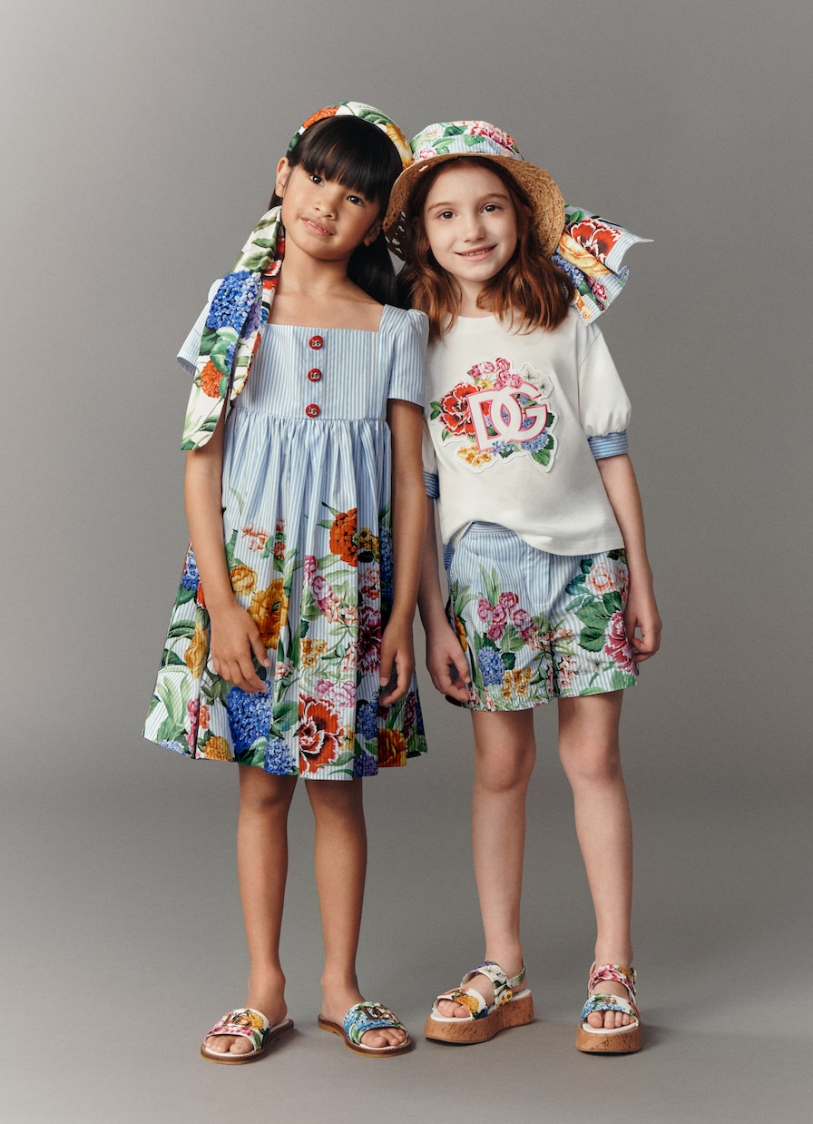 Robe en coton à fleurs | Dolce&Gabbana Kids