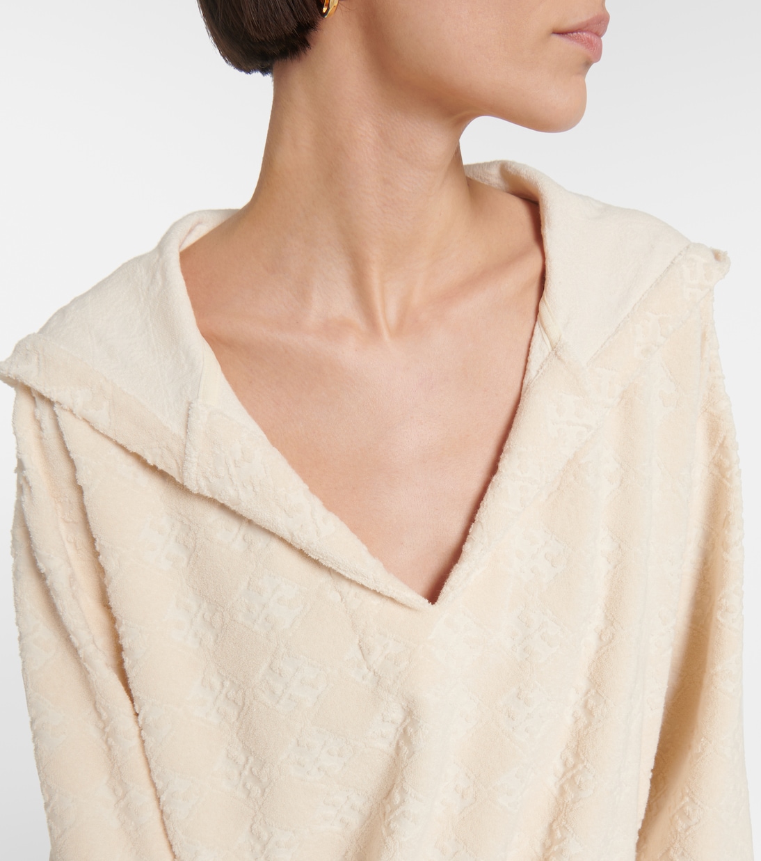 Jacquard cotton-blend terry sweater | Tory Burch