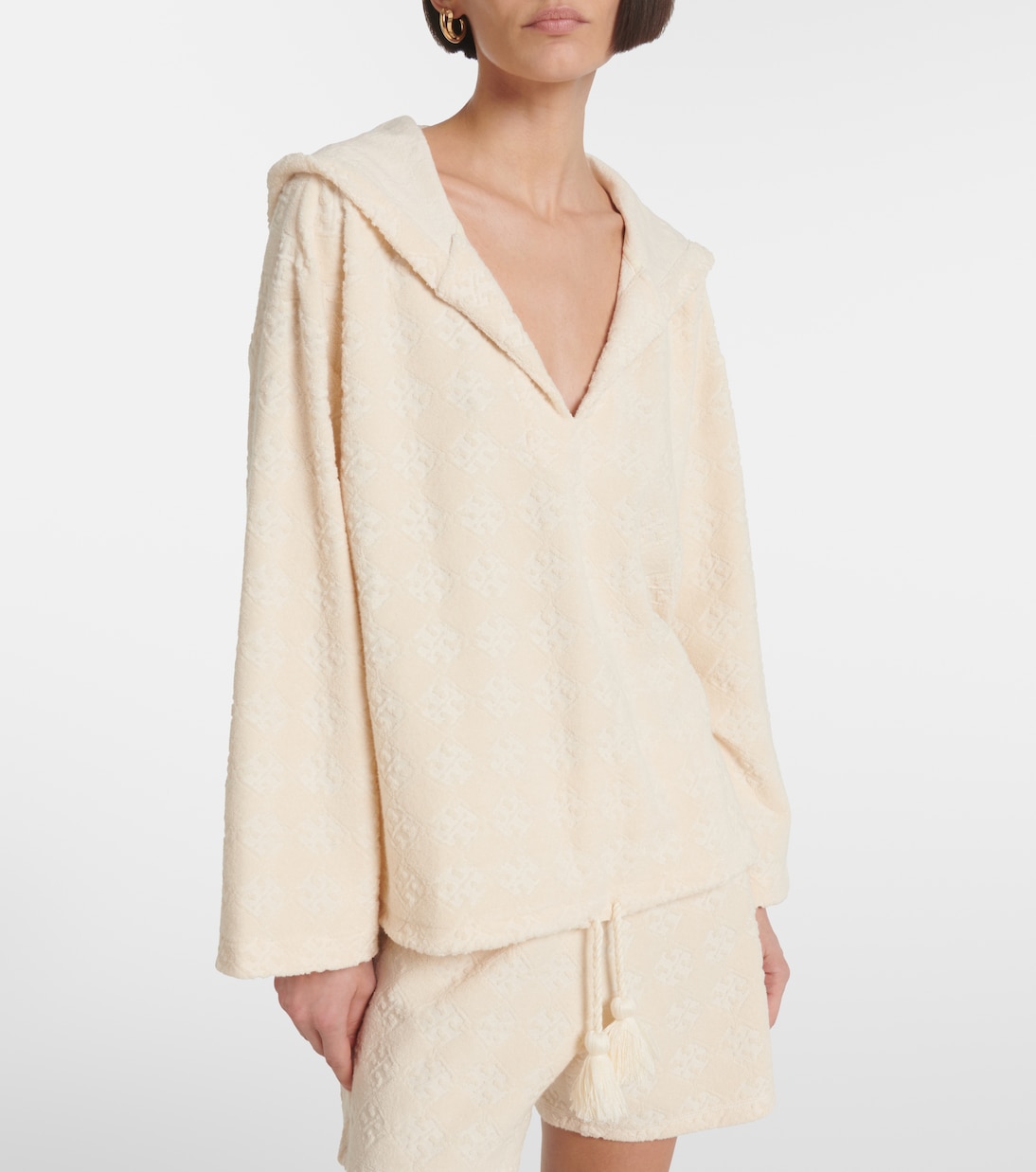 Jacquard cotton-blend terry sweater | Tory Burch