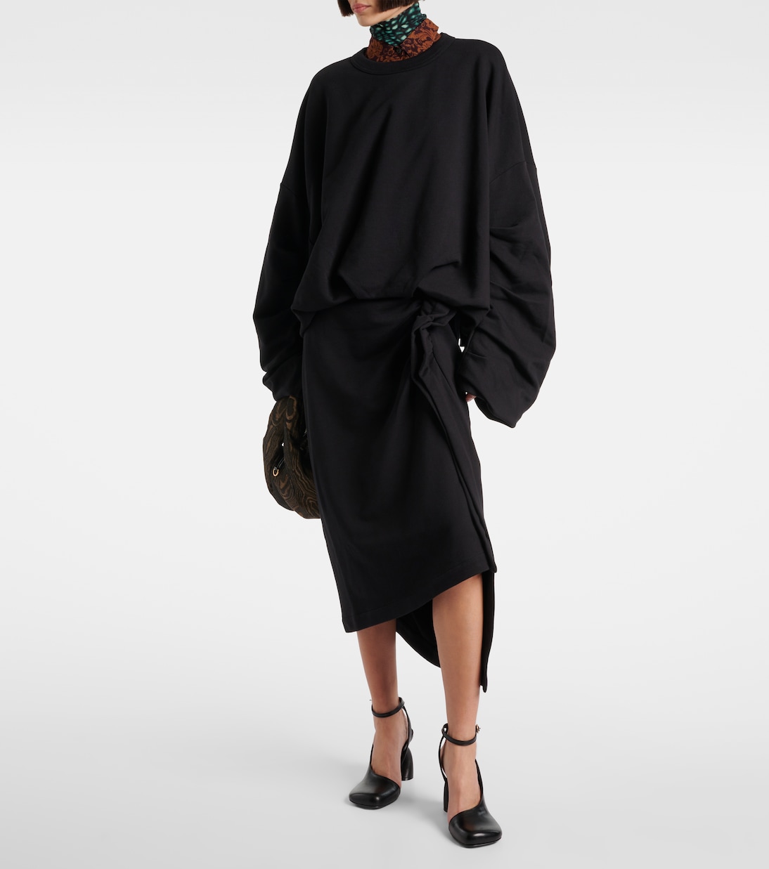 Draped asymmetric jersey midi skirt | Dries Van Noten