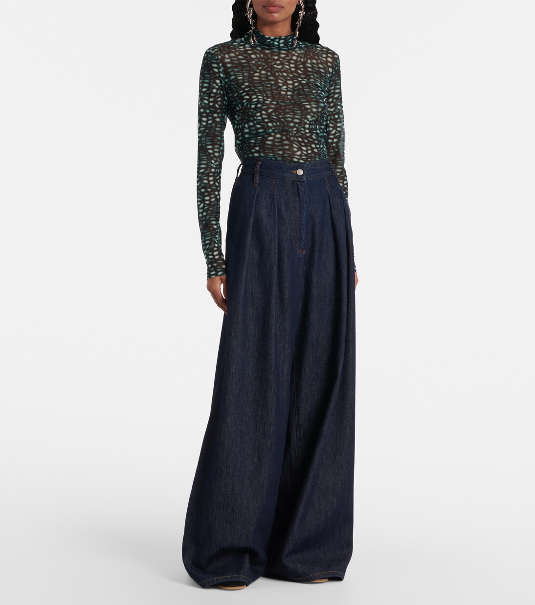 Pantalones anchos de tiro alto plisados | Dries Van Noten