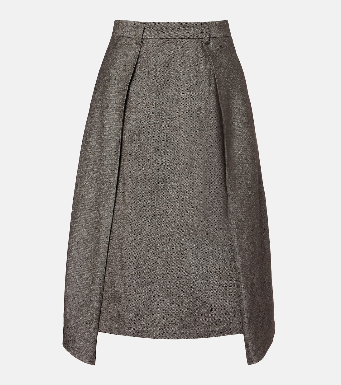 Wool and linen-blend midi skirt | Brunello Cucinelli