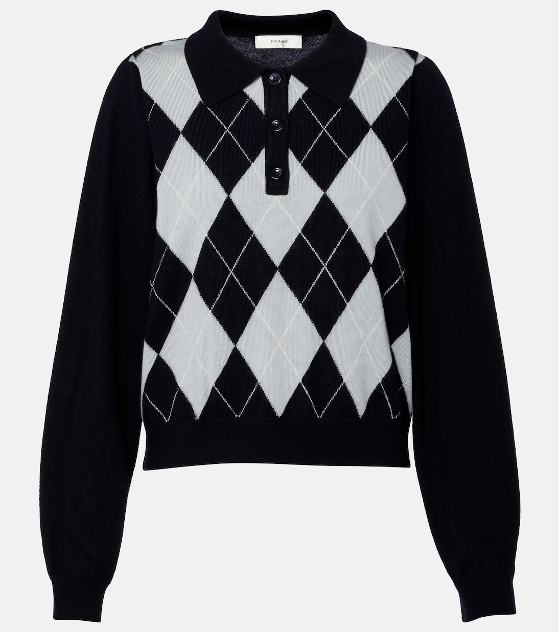 Argyle wool-blend polo sweater | Frame