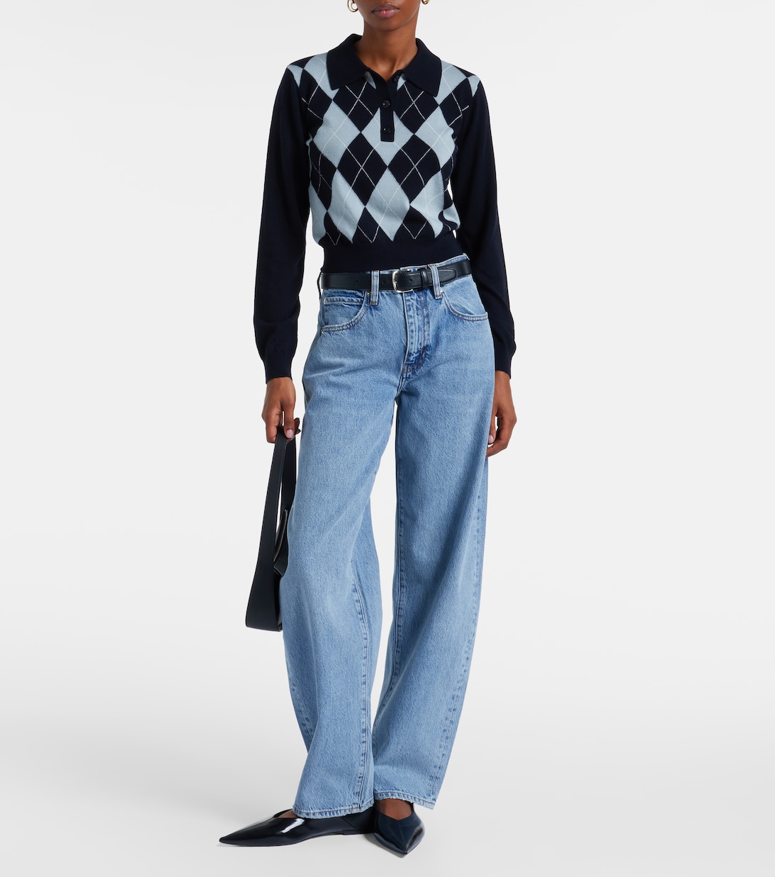 Argyle wool-blend polo sweater | Frame