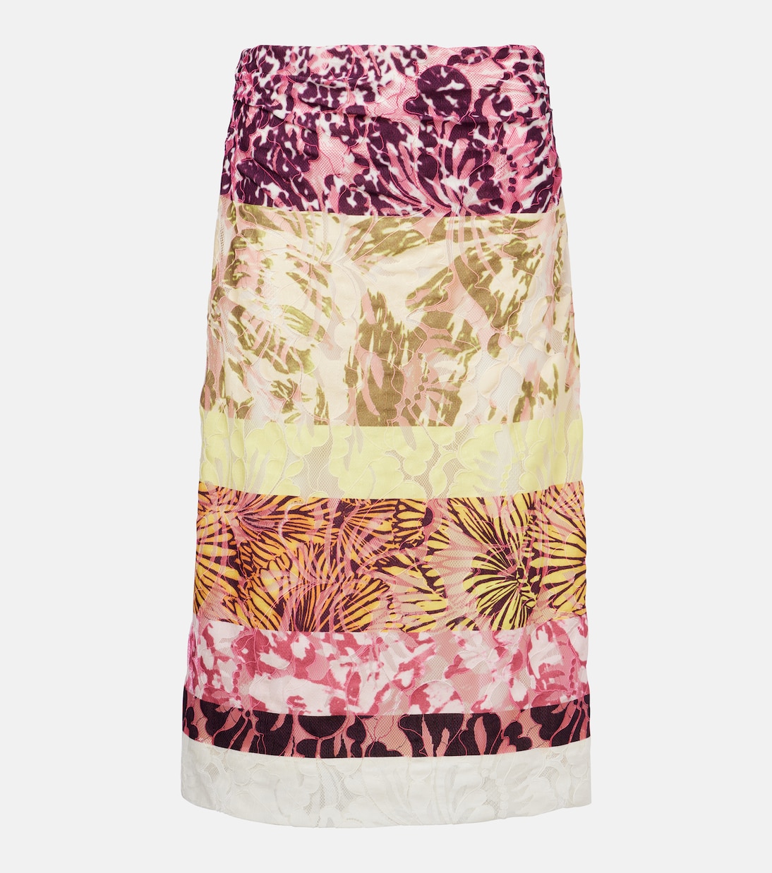 Falda midi fruncida con patchwork | Dries Van Noten